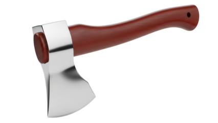 Axe with wooden handle isolated PNG on transparent background, camping equipment for chopping wood and outdoor activities
