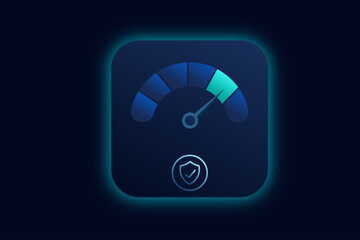 Neon Performance Meter App Icon With Security Shield