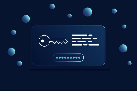Neon Key Security Interface on Dark Tech Background