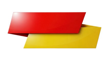 Overlapping red and yellow trapezoids isolated PNG on transparent background, abstract geometric shapes for graphic design and presentations