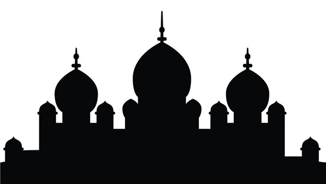 Islamic Mosque Silhouette Black Skyline Illustration