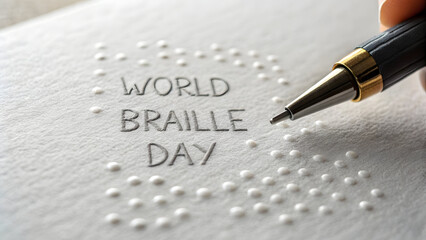 World Braille Day celebration with pen on braille paper