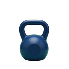 Blue metallic kettlebell for fitness training isolated.