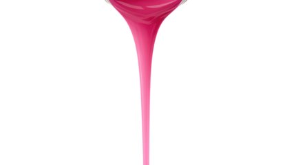 Bright pink liquid splashing into a narrow stream