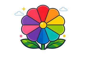 Radiant Floral Harmony: A vibrant flower, showcasing a spectrum of colors, blooms in a delightful display of nature's artistry. The image of the flower symbolizes joy and growth.