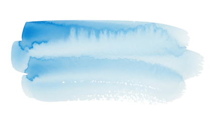 Light blue watercolor brush stroke PNG isolated on transparent background, abstract wash painting element for graphic design and decoration