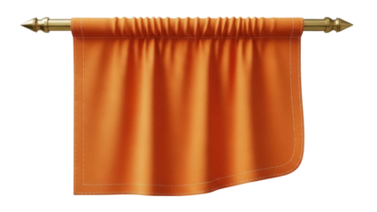 Orange banner flag isolated PNG on transparent background, medieval hanging cloth for decoration and heraldry design