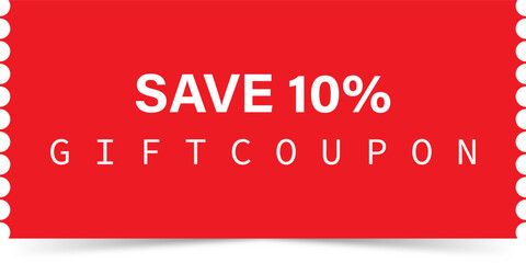 Red gift coupon save 10 percent offer