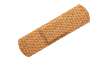 Adhesive bandage isolated PNG on transparent background, medical plaster for wound care and first aid treatment, skin color