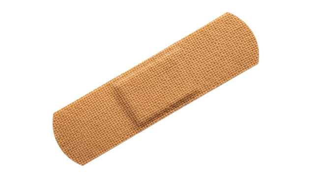Adhesive bandage isolated PNG on transparent background, medical plaster for wound care and first aid treatment, skin color
