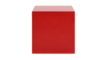 Red cube isolated PNG on transparent background, geometric shape for graphic design and educational use, solid color block for presentations