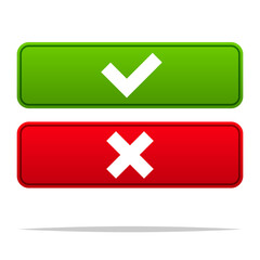 Long rectangular check and x mark button vector isolated illustration