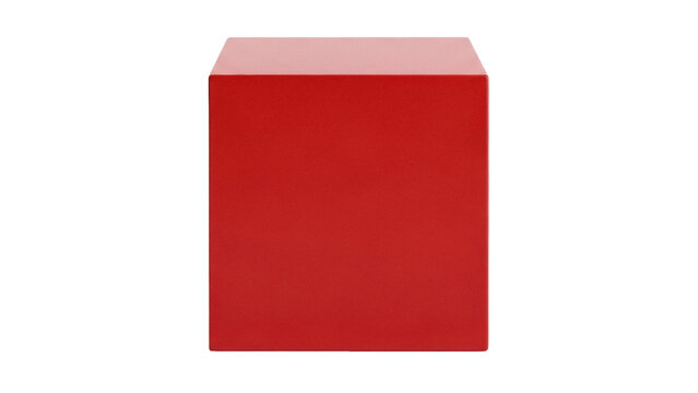 Red cube isolated PNG on transparent background, geometric shape for graphic design and educational use, solid color block for presentations