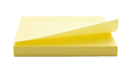 Stack of yellow sticky notes isolated PNG, adhesive memo papers for reminders and organization on transparent background