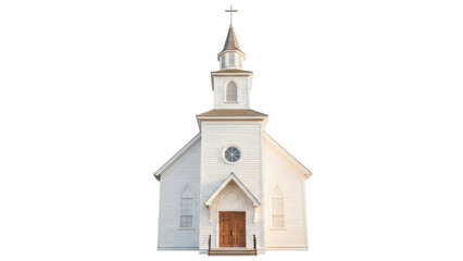 Traditional white church building isolated PNG, religious architecture on transparent background for design and faith-based projects