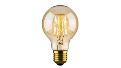 Vintage Edison light bulb PNG isolated on transparent background, antique style filament lamp for retro design and decoration