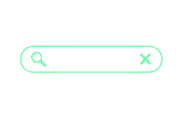 Neon green search bar icon with magnifying glass