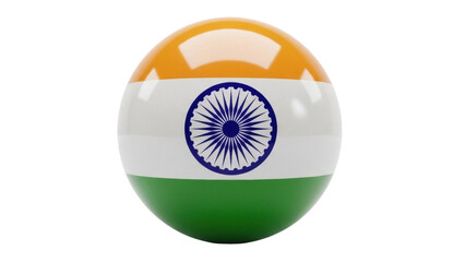 Indian flag sphere PNG isolated on transparent background, tricolor ball with Ashoka Chakra for Independence Day and Republic Day design © Sophie