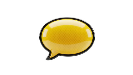 Glossy yellow speech bubble PNG isolated on transparent background, communication and social media concept for graphic design