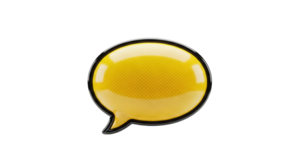 Glossy yellow speech bubble PNG isolated on transparent background, communication and social media concept for graphic design