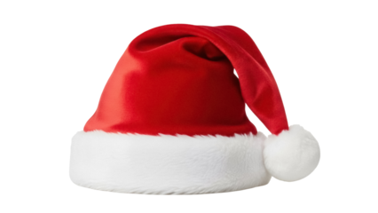 Santa Claus hat PNG isolated on transparent background, red and white Christmas cap for holiday season design