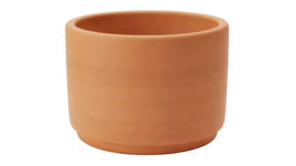Terracotta flower pot isolated PNG on transparent background, empty clay planter for indoor gardening and home decor projects