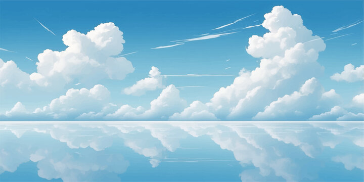 Calm and open blue sky with smooth white clouds drifting gently
