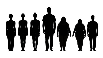 Silhouettes of men and women of varying body types