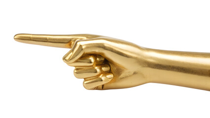 gold hand pointing as a metallic symbol of business success