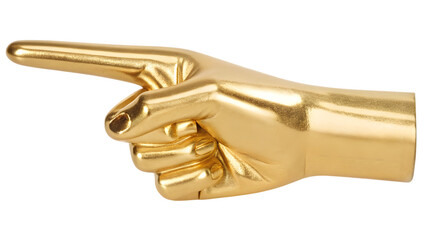gold hand pointing as a metallic symbol of business success