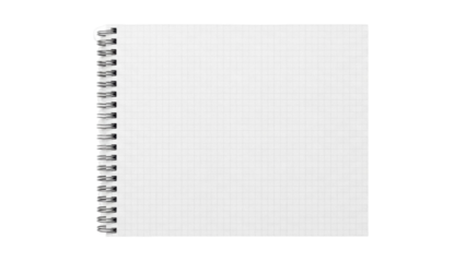 Square grid notebook isolated PNG on transparent background, graph paper notepad for writing and design use