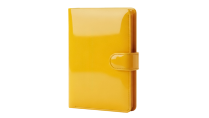 Bright yellow personal organizer isolated PNG on transparent background, stylish planner for appointments and notes