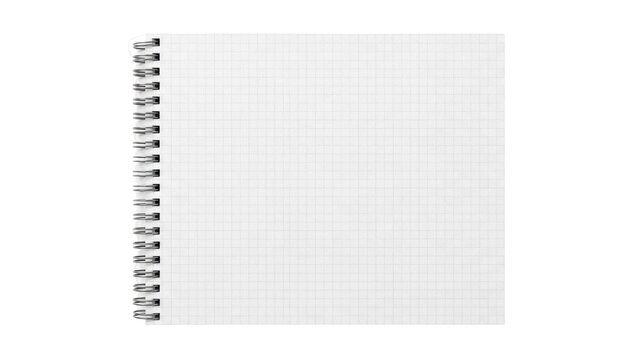 Square grid notebook isolated PNG on transparent background, graph paper notepad for writing and design use