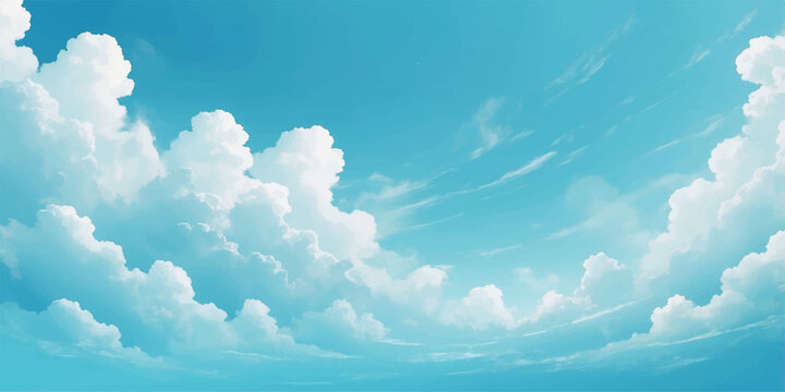Peaceful cloudscape under a bright blue sky with soft natural light