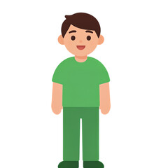 Obraz premium Smiling cartoon boy in green shirt and pants