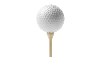 Golf ball on tee isolated PNG, sport equipment for golfing and recreational activities on transparent background