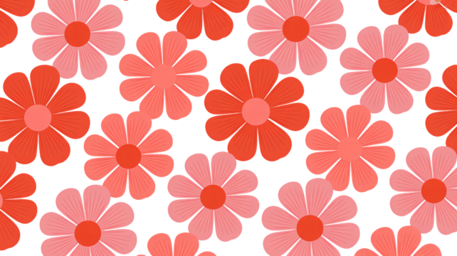 Vibrant red and pink flowers on white background - Powered by Adobe