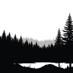 Silhouette of forest on transparent background © StockSynergy