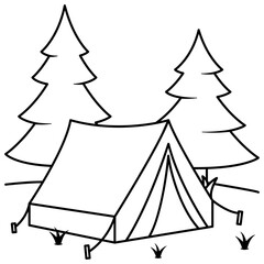 camping tent in the pine forest 