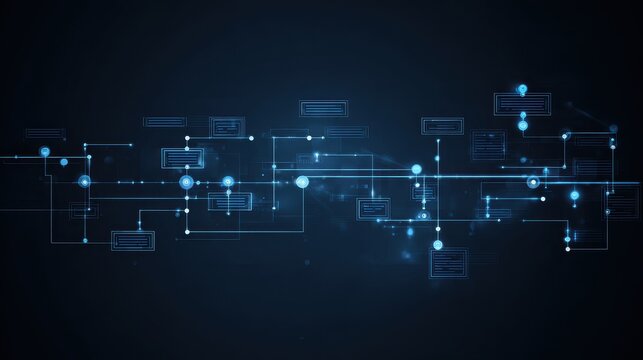 A clean futuristic schematic where datum integrates with a remote chain aligning approval tasks and planning toward a contract solution