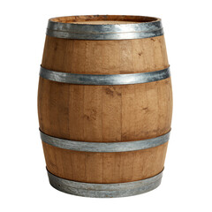 Fototapeta premium Wooden Barrel with Metal Hoops Isolated