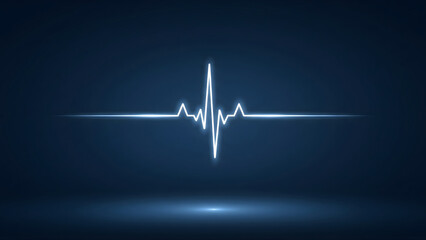 Minimal medical background with glowing ECG heartbeat line symbolizing life, health monitoring and emergency care. Perfect for healthcare banners, cardiology themes, and medical presentations.
