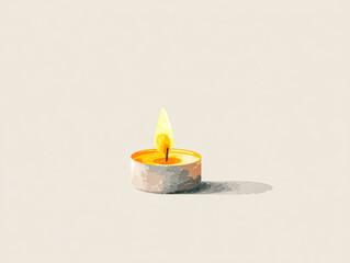 Candle with warm flame casting soft light, symbolizing faith and spirituality in serene ambiance
