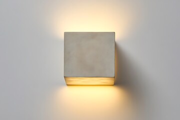Modern cube shaped wall light casting soft ambient glow