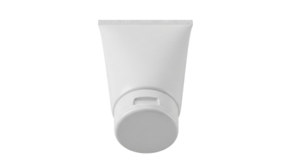 Blank white cosmetic tube isolated PNG on transparent background, mockup template for cream lotion gel or toothpaste packaging design