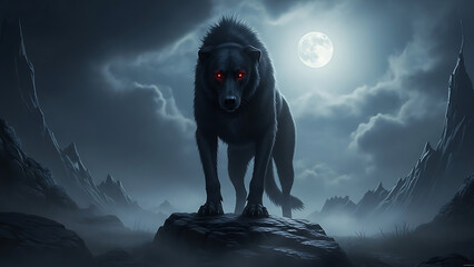 A scary halloween zombie and vampire puppy labrador retriever portrait with a black domestic pet animal looking cute yet spooky in the nature at night