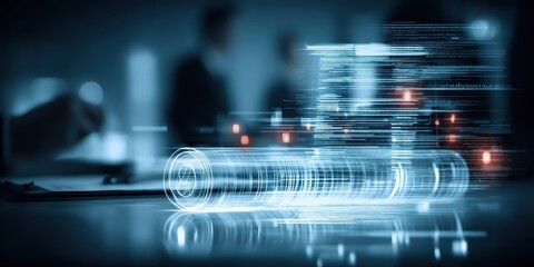 The author studies a scroll while a partner listens and a lawyer handles administration paperwork symbolizing their shared commitment
