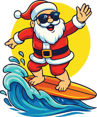 Naklejka premium Surfing Santa
