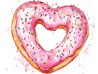 Colorful Heart Shaped Donut with Sprinkles