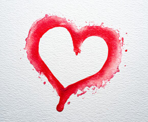 Vibrant Red Watercolor Heart Illustration